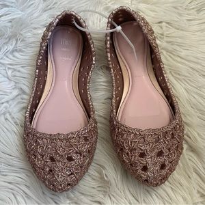 New Mini Melissa Campana Croc Glitter Ballet Flat girls 3